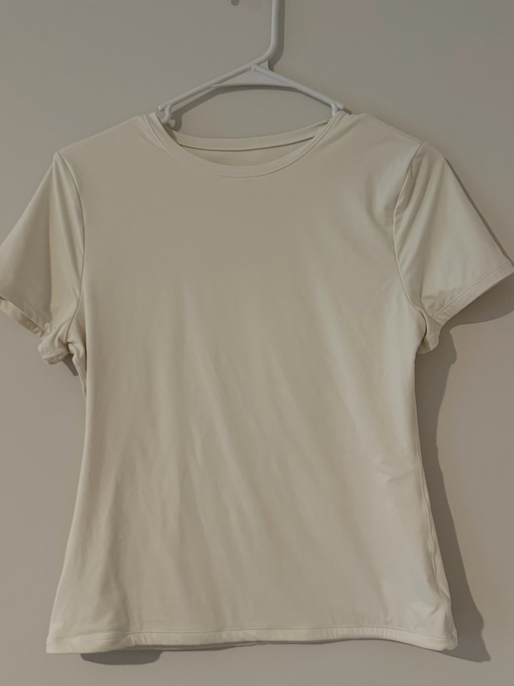 SUUKSESS White/Cream Buttery Soft Crew Neck Short Sleeve Top Women’s Large - Picture 2 of 5